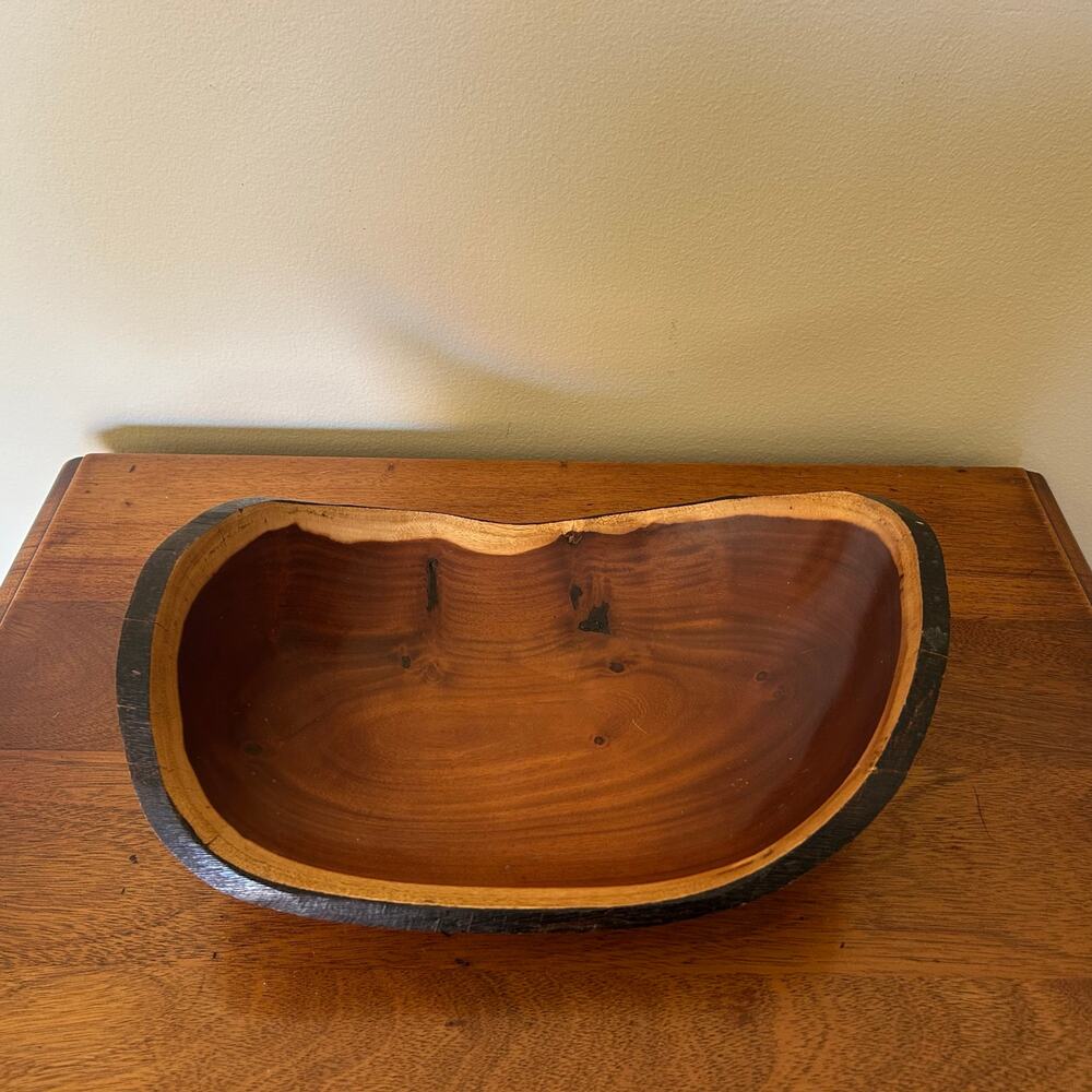 Hand-Turned Wooden Bowl with Natural Live Edge